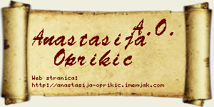 Anastasija Oprikić vizit kartica